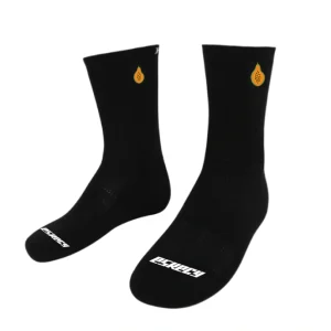 Eskecy Mewa Socks in black with orange flame logo detail