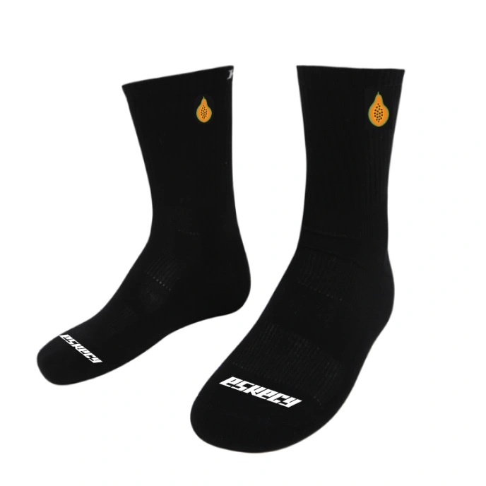 Eskecy Mewa Socks in black with orange flame logo detail